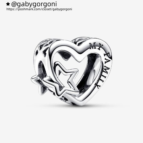 Pandora Openwork Family Heart & Star Charm - Picture 1 of 5